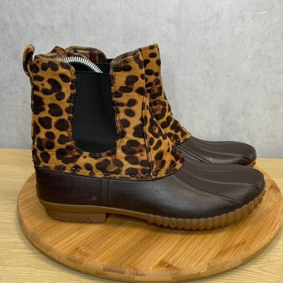 Henry Ferrera Collection Mission 555 Faux Leather Brown Rain Boot Size 8 - Picture 1 of 9
